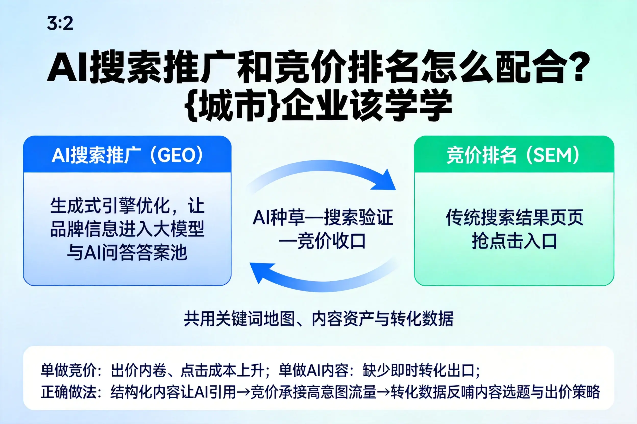 AI搜索推广和竞价排名怎么配合？宣城企业该学学